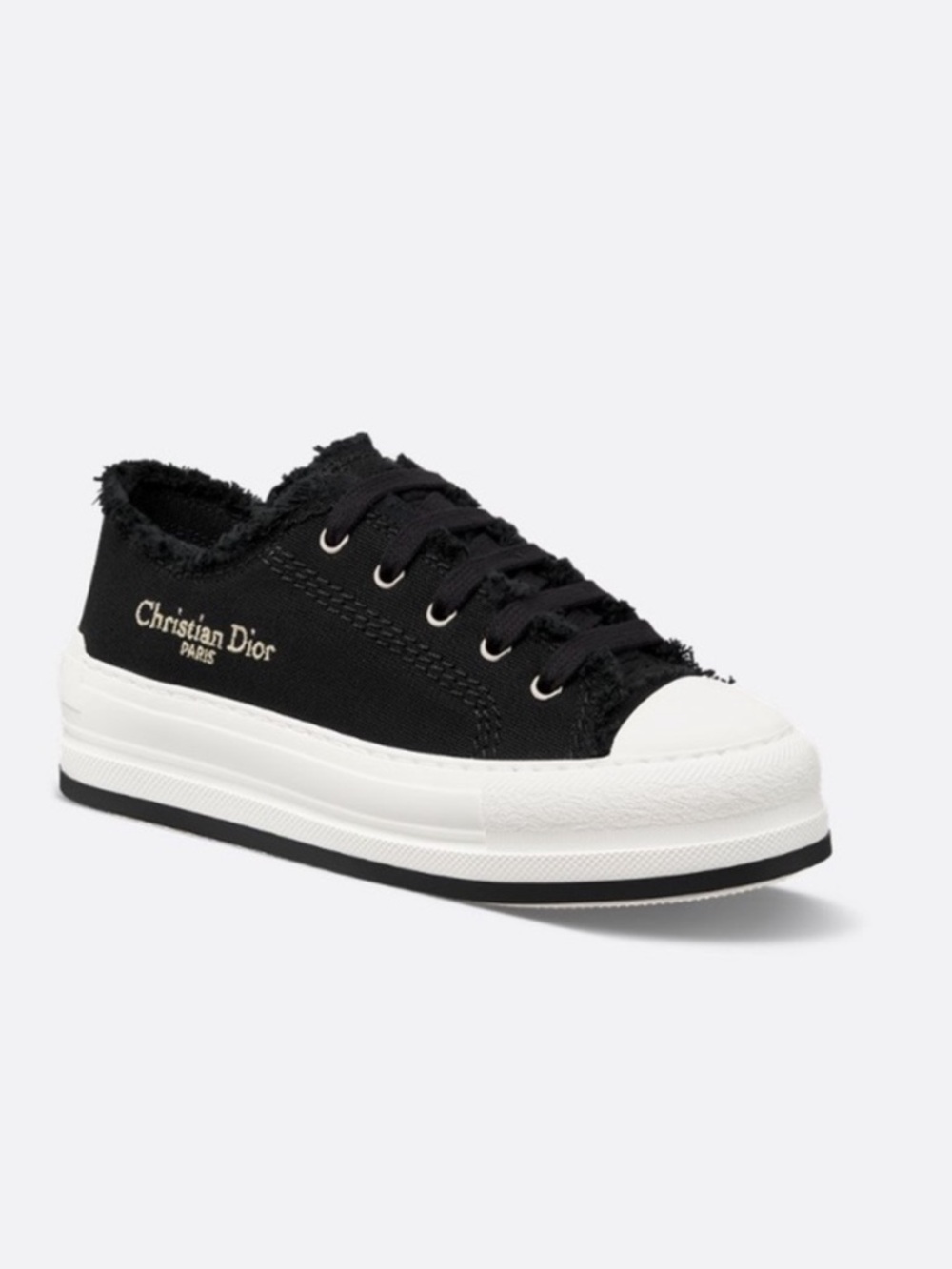 Dior Black Canvas Low-Top Sneaker with White Sole